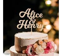 Party to Be Wedding Cake Topper Custom Bride Groom Names Personalized Cake Decoration Anniversary Engagement Cake Topper in Wood (Milkshake)