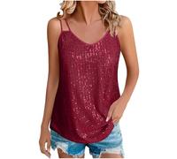 Party Tops for Women UK Sequin Tank Top V Neck Sparkle Top Sparkly Glitter Halter Top Sexy Shimmer Country Concert Tops Glitter Sequined Vest Sequin Sequin Camisole Tops