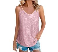 Party Tops for Women UK Sequin Tank Top V Neck Sparkle Top Sparkly Glitter Halter Top Sexy Shimmer Country Concert Tops Glitter Sequined Vest Sequin Sequin Camisole Tops