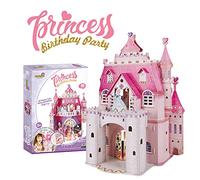 Party Town 3D Princess Birthday Party Puzzle - Dollhouse for Girls, 95 Pieces, 524 Crystal Stickers, Ages 5 and Up
