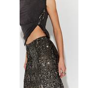 Party Trick Sequin Midi Slip Skirt by Intimately at Free People in Gunmetal, Size: Large - female