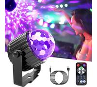 Party UV Light, USB 6W Black LED Disco Ball, 7 Modes Stage Light With Remote Control, USB Powered for Wedding, Party, Kids Birthday, Family Gathering, Christmas