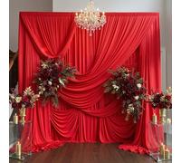Party Village 10ft×15ft Red Backdrop Curtain for Wedding Parties
