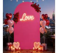 Party Village 7.2ft Rose Red Pattern Spandex Fitted Wedding Arch Covers for Round Top Chiara Backdrop Stands -7.2ft*4ft