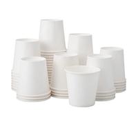 Party Warehouse 50 x Disposable White Paper 4oz Cups 115ml for Espresso Coffee Tea Hot Drinks and Cold Drinks - Great for Serving Samples, Portions as Well as Home Use (50, 4oz)