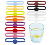 Party Wine Glass Marker, 12 Pieces, Silicone Markers, Silicone Cup Marker, Silicone Drink Labels, Wine Glass Recognizer, Bottles Marker, for Cup Champagne Cocktail Bottles Wedding Party, 12 Colours