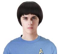 PARTY ZONE Short Black Luffy Cosplay Wig-80s Outfit For Men Synthetic Bowl Cut Mushroom Hair Anime Wigs Old Man Movie Party Halloween Vector Costume Wig (Black)