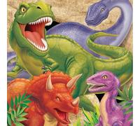 Party2u PC665012 665012 Dinosaur 3 Ply Paper Luncheon Napkins, 13"-16 Pcs, Dino Blast