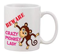 Partybitz Beware Crazy Monkey Lady 11oz Ceramic Mug