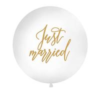 PartyConcept Jumbo Just Married Balloon, Giant Just Married Balloons 36" Latex White Wedding Balloon (Just Married)