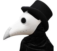 PartyCostume - White Plague Doctor Mask - Long Nose Bird Beak Steampunk Halloween Costume Props Mask