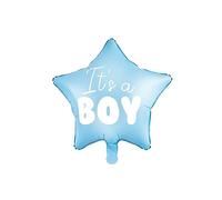 PartyDeco 19" Pastel Foil Heart Balloon in White & Blue - "It’s a Boy" Baby Shower Decoration, 48 cm, Perfect for Gender Reveal and Baby Announcements