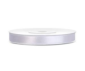 PartyDeco 25m White Satin Ribbon, 6mm Wide, Perfect for Weddings, Crafts, and Gift Wrapping - Elegant Polyester Satin Ribbon Roll