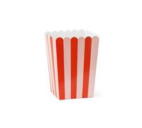 PartyDeco - 6 Popcorn Boxes Striped 11X15.5CM Red Pink