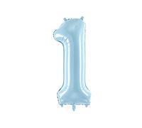 PartyDeco Aluminium Balloon Number 1" in Light Blue 86 cm