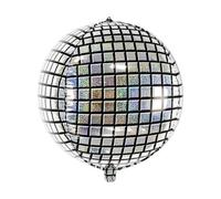 PARTYDECO Aluminium Disco Ball Balloon 40 cm - Silver/Grey - One Size