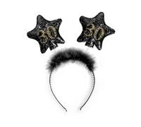 PartyDeco Birthday Hairband Unisex - Glitter Headband with Feathers, Stars, and Number | Fun Party Accessory for Celebrating Birthdays (Age 30)