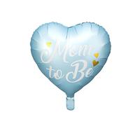 PartyDeco Blue "Mom to Be" Foil Balloon - Large Heart-Shaped Baby Shower Decoration, Perfect for Gender Reveal Parties, Air or Helium Compatible