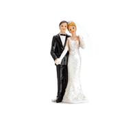 PartyDeco Bride & Groom Wedding Cake Topper - Resin Figurine, Elegant Cake Decoration for Wedding Celebrations
