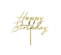 PartyDeco Cake Topper Happy Birthday 18 x 16.5 cm Gold