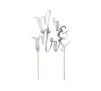 PartyDeco Cake Topper with Lettering Mr & Mrs - Silver Wedding Cake Topper - Cake Decorations Cupcakes Cupcake Topper Table Decoration Groom Bride