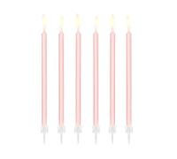 PartyDeco Candles & Holders 14 cm | Pack of 12 - Smooth Pink