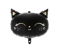 PartyDeco Cat Foil Balloon -Black & Gold Cat Balloon, Perfect for Halloween Party, Animal Party And Event Decoration