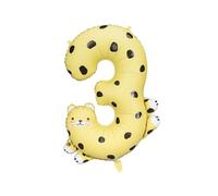 PartyDeco Cheetah Foil Balloon Number 3, Animal 3rd Birthday Balloon Decoration, Jungle Safari Decorations