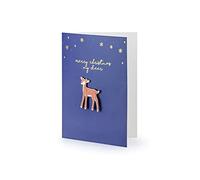 PartyDeco Christmas Greetings Card with a Keepsake Deer Enamel Pin