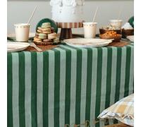 PartyDeco Equestrian Celebration Tablecloth - Green Stripes Gold Stirrups, 80 x 120 cm