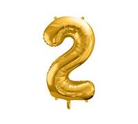 PartyDeco FB1M-2-019 86 cm Foil Balloon Number 2 Gold