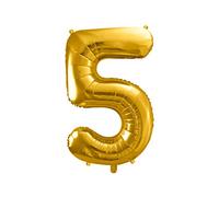 PartyDeco FB1M-5-019 86 cm Foil Balloon Number 5 Gold