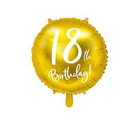 PartyDeco Foil Balloon 45cm for 18th Birthday - Gold "18" Balloon, Helium & Air Compatible, Sturdy, Perfect Birthday Decoration