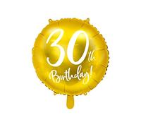 PartyDeco Foil Balloon 45cm for 30th Birthday - Gold "30" Balloon, Helium & Air Compatible, Sturdy, Perfect Birthday Decoration for Men and Women