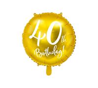 PartyDeco Foil Balloon 45cm for 40th Birthday - Gold "40" Balloon, Helium & Air Compatible, Sturdy, Perfect Birthday Decoration for Men and Women