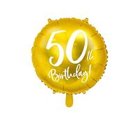 PartyDeco Foil Balloon 45cm for 50th Birthday - Gold "50" Balloon, Helium & Air Compatible, Sturdy, Perfect Birthday Decoration for Men and Women