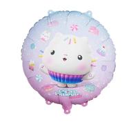 PartyDeco Foil Balloon Licorice Round 35 cm - Gabby's Dollhouse - Cake - Helium or Air - Children's Birthday Girl Decoration - Reusable - Candy Motif - with Tube