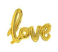PartyDeco Foil Balloon Love Inscription in Gold - Decoration for Valentine's Day Engagement Wedding - Balloon for Hel Air Size Approx. 73 x 59 cm Balloon Garland