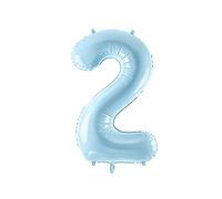 PartyDeco Foil Balloon Number 2 Inches in Light Blue 86 cm