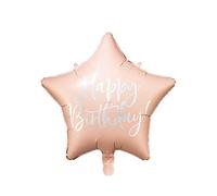 PartyDeco Foil Balloon Star-Shaped 'Happy Birthday' Powder Pink Hanging Decoration