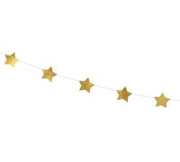 PartyDeco Garland with gold stars, golden stars pendant, golden mirror foil, dimensions: 3.6 m, Christmas, New Year's Eve wedding, birthday, decoration, background curtain