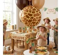 PartyDeco Giraffe Print Foil Balloon Brown Orange Kids Party Decoration 75cm Safari Animal Balloon