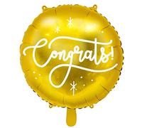 PartyDeco Gold Foil Mylar Balloon 45cm - Large "Congrats" Congratulations Balloon - Reusable, Durable, Perfect for Graduation, Achievements, and Celebrations