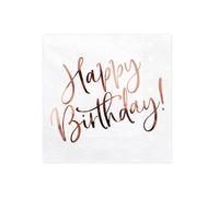 PartyDeco Happy Birthday White Napkins 33 x 33 cm Pack of 20