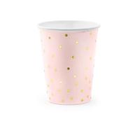 PartyDeco KPP50-081J-EU2 - Paper Cups - Light Pink with Gold Dots - 260 ml (9.2 oz.) - Pack of 6