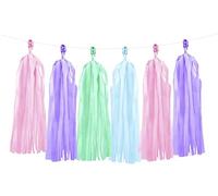 PartyDeco Large 5ft Multicolor Tassel Garland Party Decoration Pink Blue Green Purple