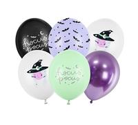 PartyDeco Latex Balloon Set Printed Witch Garland Balloon Hanging Decoration for Halloween Carnival