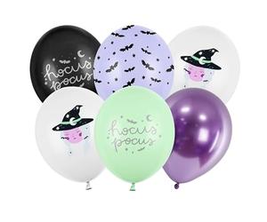 PartyDeco Latex Balloon Set Printed Witch Garland Balloon Hanging Decoration for Halloween Carnival