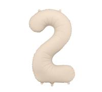 PartyDeco Matte Foil Balloon Number “2”, Nude, 86 cm | Air & Helium Fill | Self-Sealing Number Balloon for Birthday & Milestone Celebrations