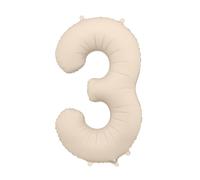 PartyDeco Matte Foil Balloon Number “3”, Nude, 86 cm | Air & Helium Fill | Self-Sealing Number Balloon for Birthday & Milestone Celebrations